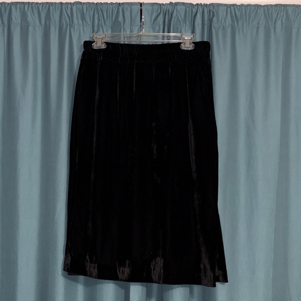 J. Crew Factory Black Velvet Midi Skirt